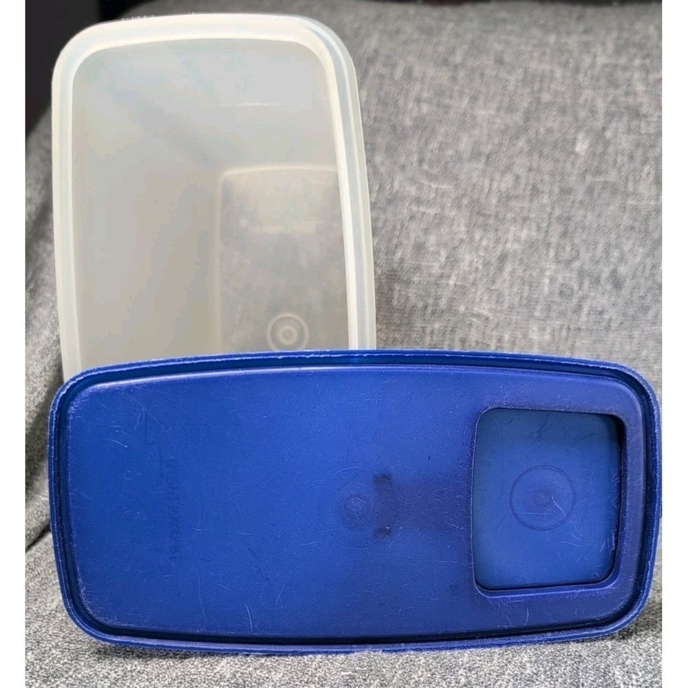 Vintage Tupperware Cereal Keeper 1588 Blue Flip-Top Lid Storage Container